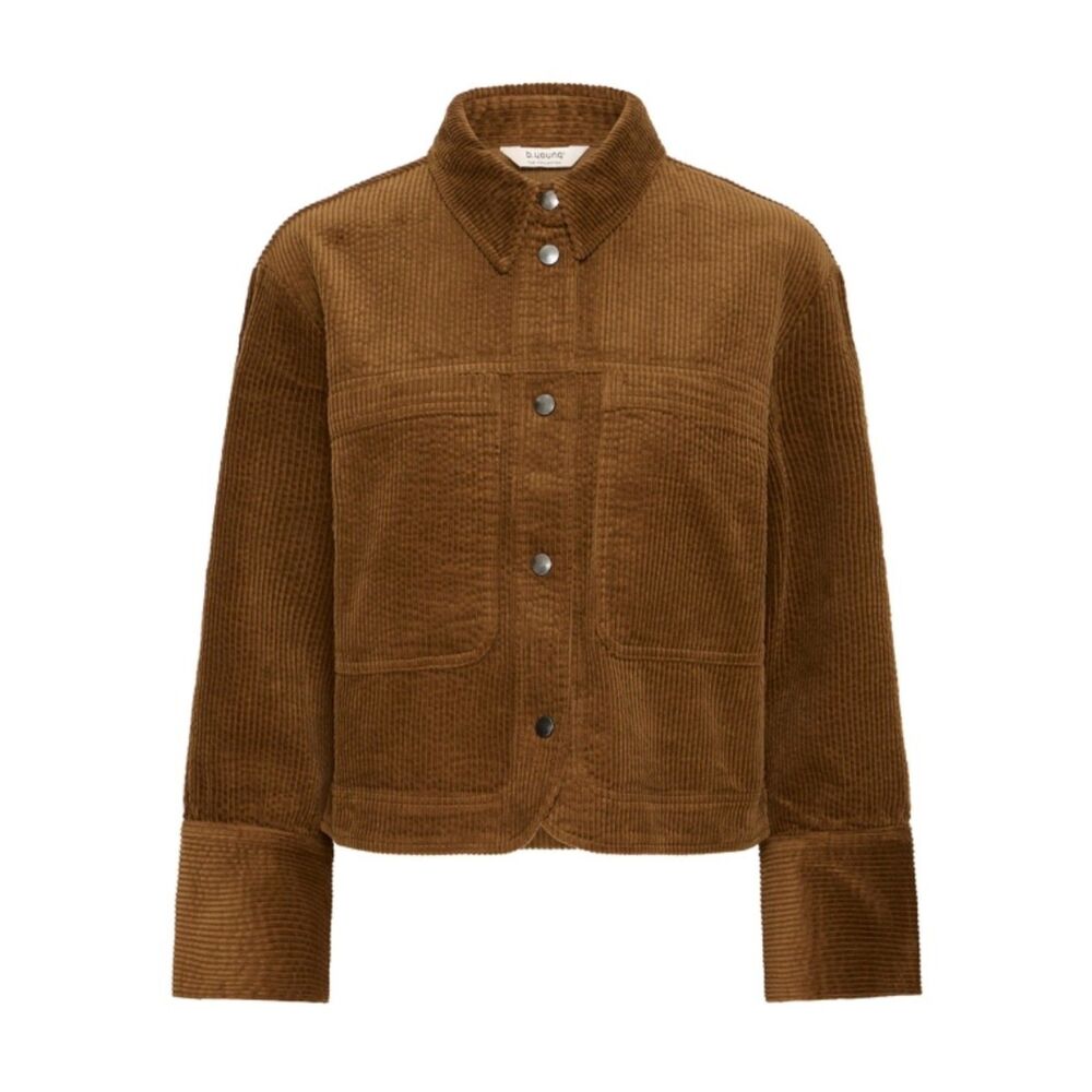 b.young Bydixian Corduroy Shirt Jacket Toffee Brown Snap Button Women's M NWT